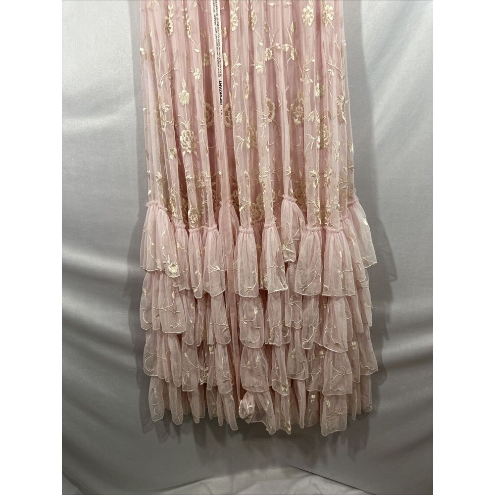 NEW MAC DUGGAL [ 6‎ ] 8005 Embroidered Floral Tiered Smock Neck Gown Rose Pink - Picture 12 of 16